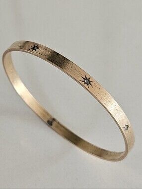 Antique Victorian Starburst Diamond 14k Rose Gold Filled 4.5mm Bangle Bracelet